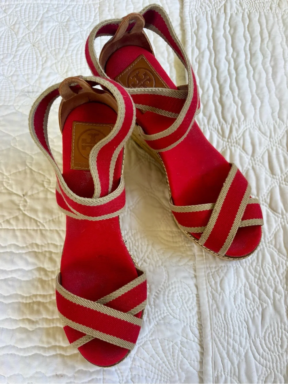 Tory Burch Adonis Espadrille Fisherman Wedge Sandals Size 9